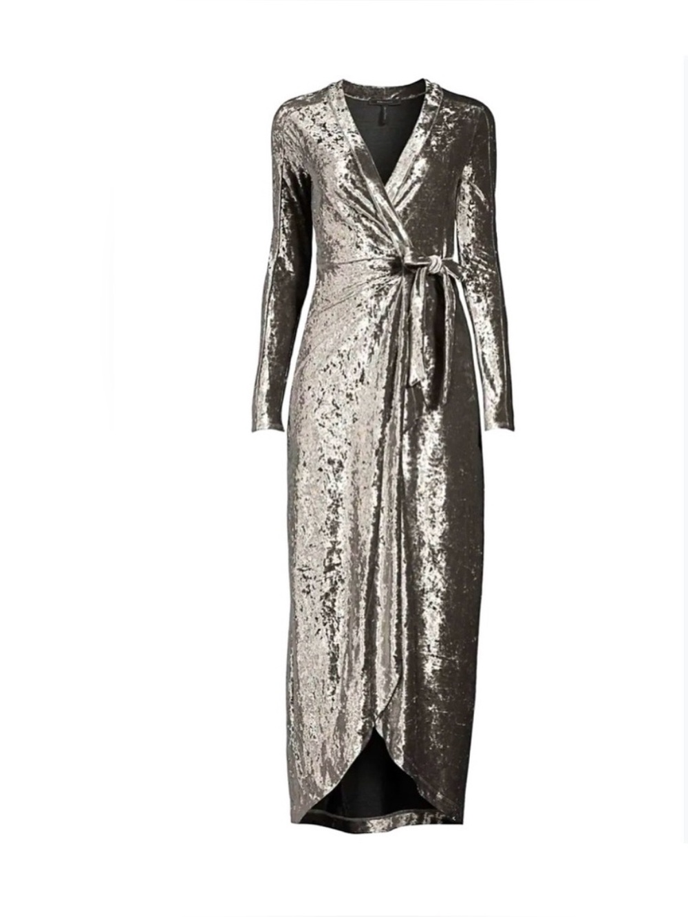 BCBGMAXAZRIA Crushed Velour Wrap Dress Size XS